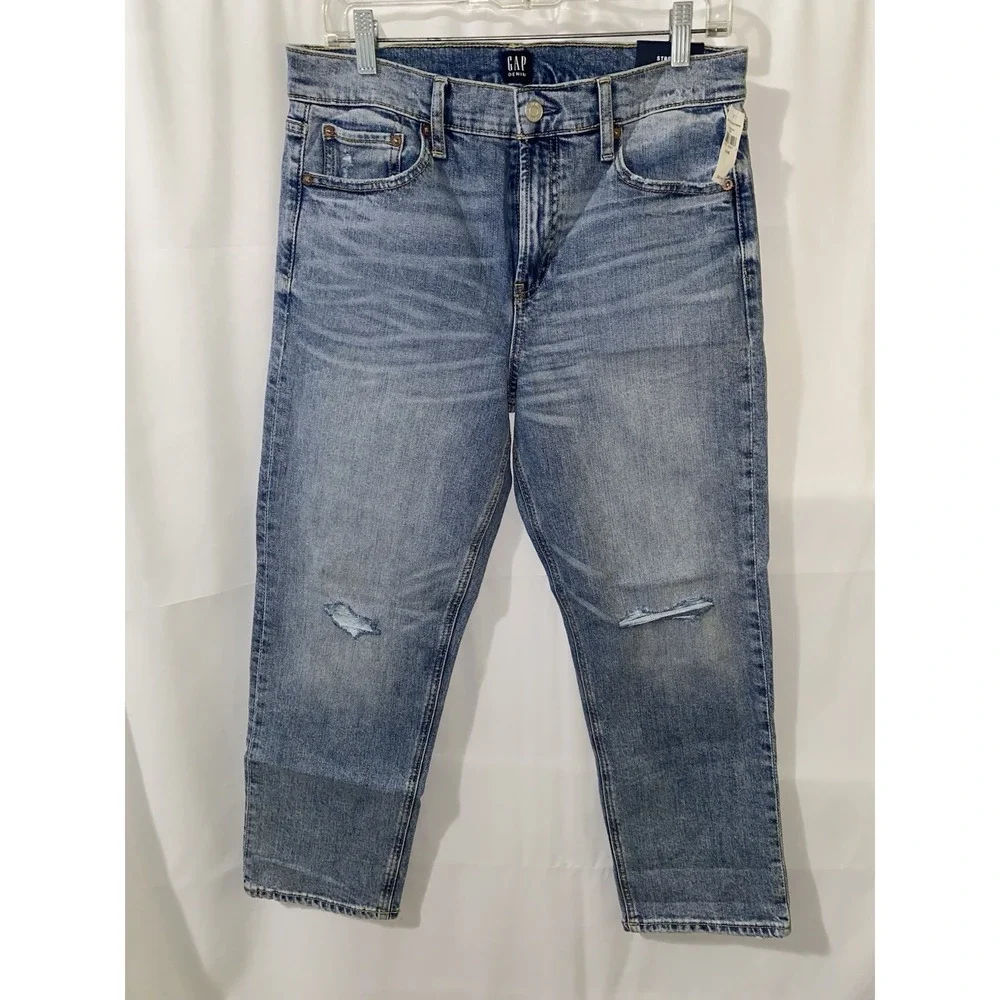 GAP High Rise Cheeky Straight Jeans‎ with Distressed Detail 30 Regular NWT